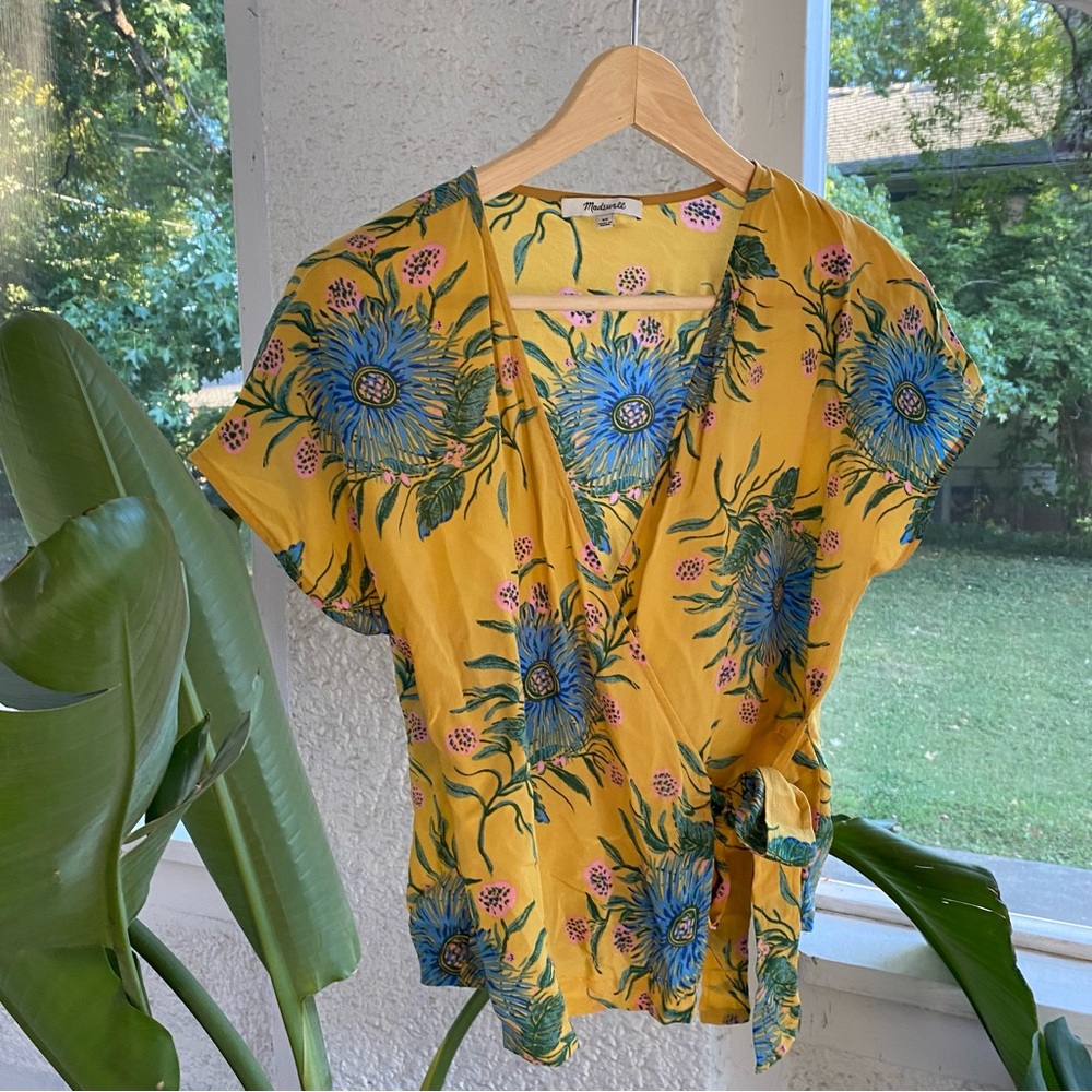 Madewell Silk Floral Wrap Top